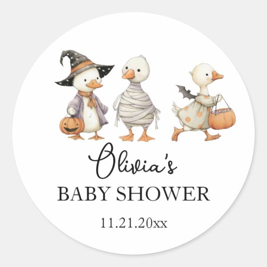 Baby Shower Halloween goose sticker ラウンドシール (正面)