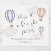 Baby Shower Hot Air Balloons Gender Neutral スパークリングワインラベル (シングルラベル)