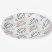 Baby Shower Hot Air Balloons Gender Neutral ペーパープレート (アングル)
