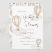 Baby Shower Hot Air Balloons Gender Neutral 招待状 (正面/裏面)
