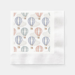 Baby Shower Hot Air Balloons Gender Neutral 縁ありカクテルナプキン
