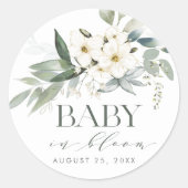 Baby Shower in Full Bloom: Elegant Rustic Celebrat ラウンドシール (正面)