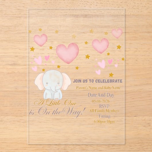 Baby Shower Invitation アクリル招待状 (正面)