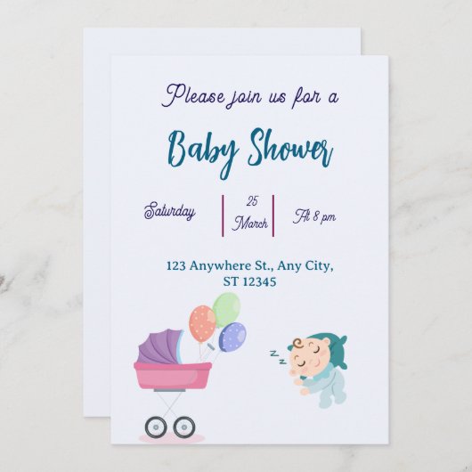 Baby Shower Invitation 招待状 (正面/裏面)