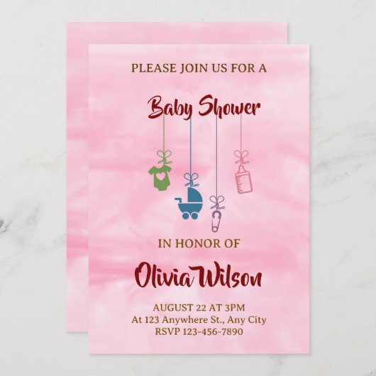 baby shower invitation 招待状 (正面/裏面)