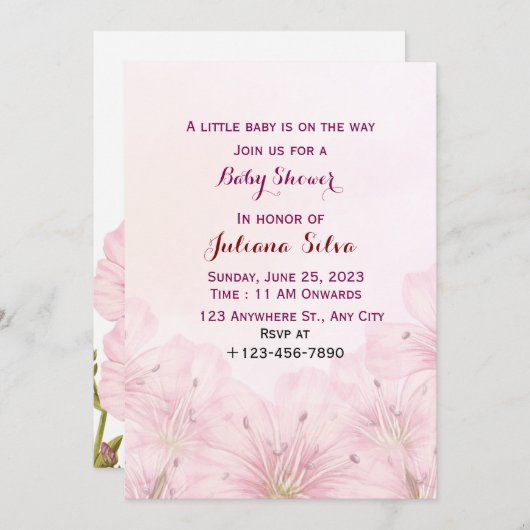 Baby Shower Invitation 招待状 (正面/裏面)