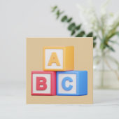Baby Shower Invitation- Alphabet Blocks 招待状 (スタンド正面)