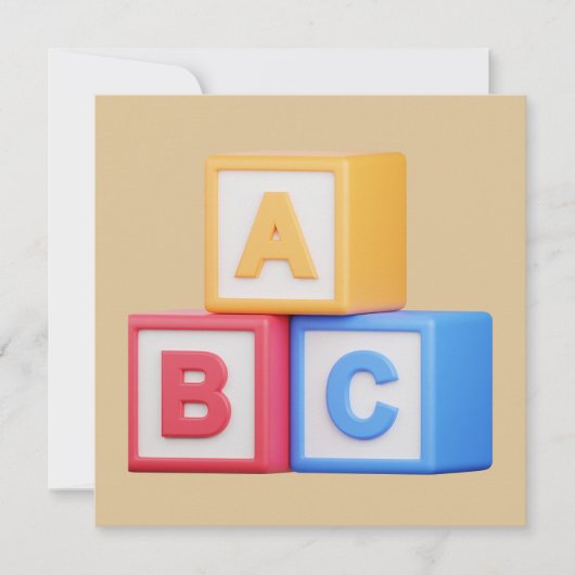 Baby Shower Invitation- Alphabet Blocks 招待状 (正面)