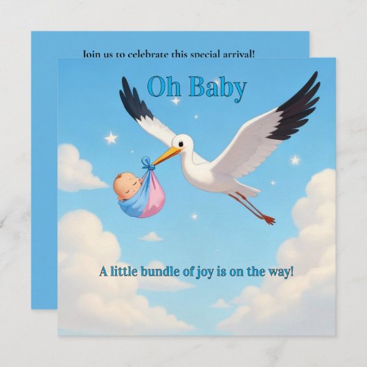 Baby Shower Invitation Card 招待状 (正面/裏面)