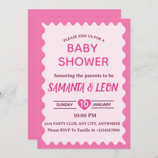 Baby Shower Invitation Card 招待状 (正面/裏面)