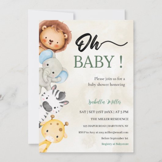 Baby Shower Invitation  –Customizable 招待状 (正面)