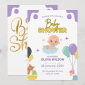 Baby Shower Invitation Elegant Minimal Design 招待状 (正面/裏面)