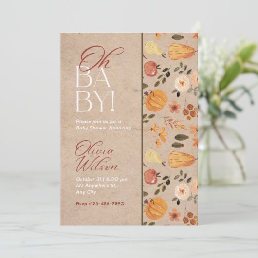 Baby Shower Invitation Fall Aesthetic 招待状 (スタンド正面)
