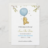 Baby shower invitation featuring a cute bear 招待状 (正面/裏面)