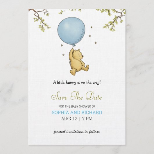 Baby shower invitation featuring a cute bear 招待状 (正面)