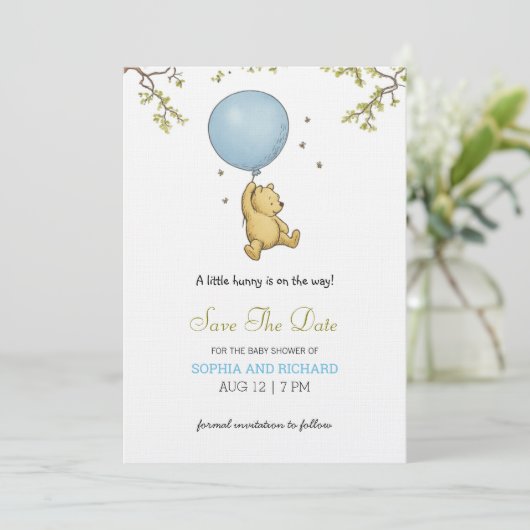 Baby shower invitation featuring a cute bear 招待状 (スタンド正面)