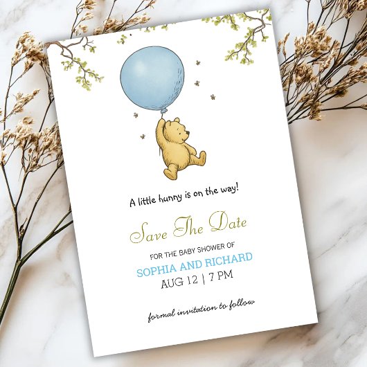 Baby shower invitation featuring a cute bear 招待状