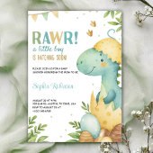 Baby shower invitation featuring a dinosaur 招待状