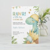 Baby shower invitation featuring a dinosaur  招待状 (スタンド正面)