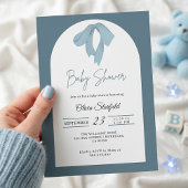 Baby Shower Invitation for Boy – Blue Bow, Modern 招待状