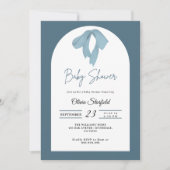 Baby Shower Invitation for Boy – Blue Bow, Modern 招待状 (正面)