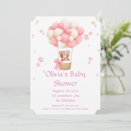 BABY SHOWER INVITATION FOR GIRLS IN PINK 招待状 (スタンド正面)