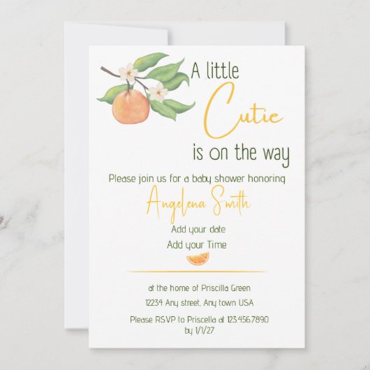 Baby Shower Invitation Gender neutral  招待状 (正面)