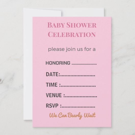 Baby Shower Invitation Gender Reveal | Modern 招待状 (正面)