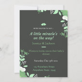 Baby Shower Invitation Green & Black 招待状 (正面)