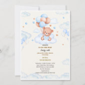 Baby shower invitation in the shape of a blue 招待状 (正面)