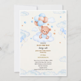 Baby shower invitation in the shape of a blue  招待状