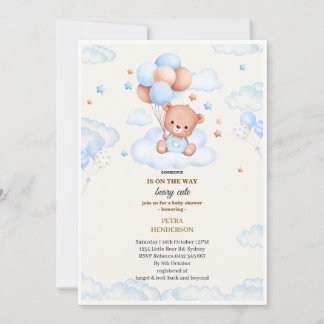 Baby shower invitation in the shape of a blue  招待状