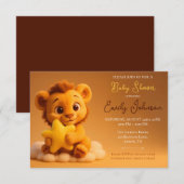 Baby Shower Invitation – Little Lion & Star セーブザデート (正面/裏面)