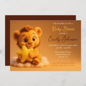 Baby Shower Invitation – Little Lion & Star 招待状 (正面/裏面)