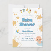 Baby Shower Invitation Neutral Beige Modern Style ノートカード (裏面)