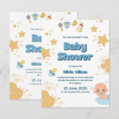 Baby Shower Invitation Neutral Beige Modern Style ノートカード (正面/裏面)