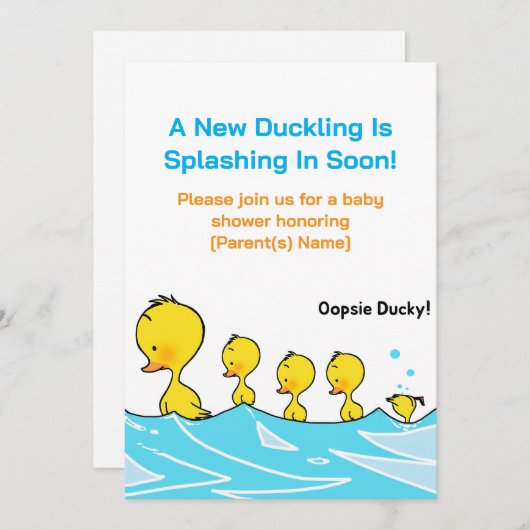 Baby Shower Invitation – Oopsie Ducky 招待状 (正面/裏面)