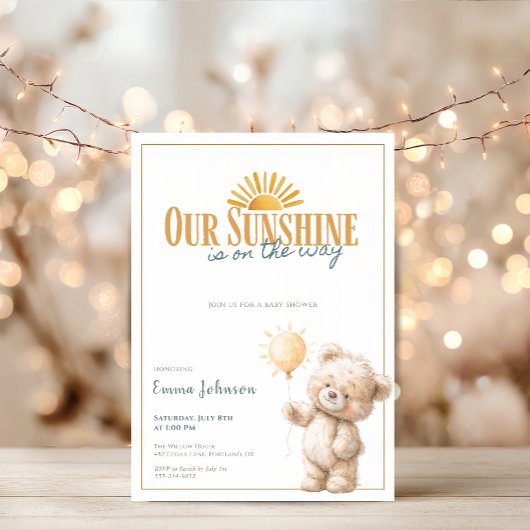 Baby Shower Invitation Our Sunshine
