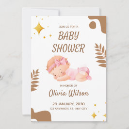 Baby Shower Invitation Soft Pink Aesthetic 招待状