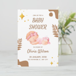 Baby Shower Invitation Soft Pink Aesthetic 招待状