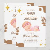 Baby Shower Invitation Soft Pink Aesthetic 招待状 (正面/裏面)