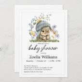 Baby Shower Invitation Sweet Little Bunny (正面/裏面)