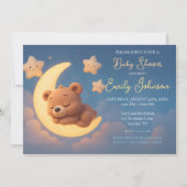 Baby Shower Invitation – Teddy Bear on the Moon 招待状 (正面)