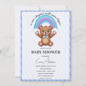 Baby Shower Invitation Teddy Bear Rainbow Cute Neu 招待状 (正面)