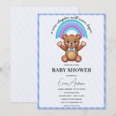 Baby Shower Invitation Teddy Bear Rainbow Cute Neu 招待状 (正面/裏面)