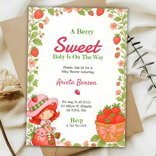 baby shower invitation with a Berry Sweet theme 招待状