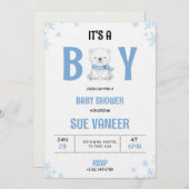Baby shower invitation with a cute bear  招待状 (正面/裏面)