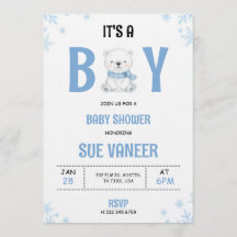 Baby shower invitation with a cute bear 