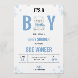 Baby shower invitation with a cute bear  招待状