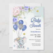 Baby shower invitation with a cute elephant 招待状 (正面)